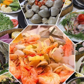 Set lẩu hơi hải sản tươi ngon dành cho 2 người tại lẩu hơi Cosmos