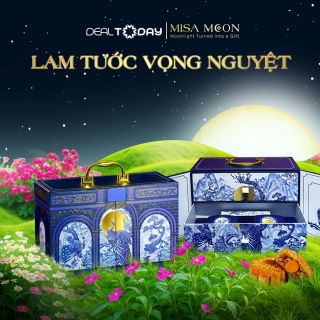 e-Voucher - Bánh Trung thu Misa Moon Giftbox Lam Tước Vọng Nguyệt - Hộp combo 4 bánh 150g và trà lài