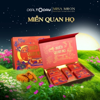 e-Voucher - Bánh Trung thu Misa Moon Giftbox Miền Quan Họ - Hộp combo 4 bánh cao cấp 150g và trà lài