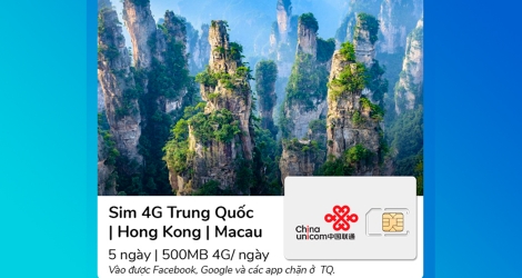 Sim Trung Quốc , HongKong, Macau 5 ngày 500MB 4G ngày