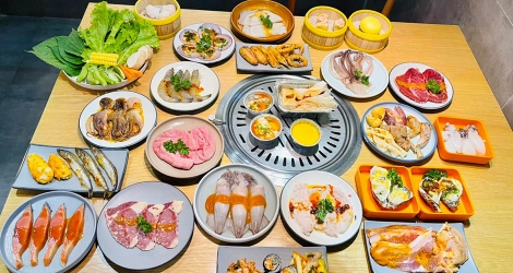Rakuen BBQ - Tinh Hoa Buffet Nướng Than & Lẩu Nhật Hải Sản, Bò Mỹ Menu 279k Không Giới Hạn