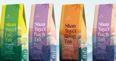 4 gói trà shan tuyết trà xanh 50g, hồng trà 35g, bạch trà mây 35g, bạch trà kim 35g tại Hạnh Trà