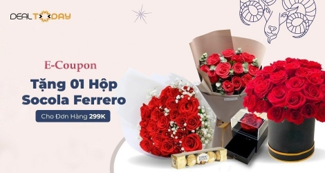 E-Coupon tặng 01 hộp Socola Ferrero Rocher 5 viên cho đơn hàng 299k tại Website Potico.vn