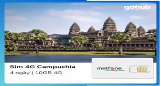 Sim du lịch Campuchia 4 ngày 10GB