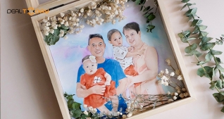Voucher quà tặng Set hộp tranh vẽ tay màu nước trang trí hoa khô tại VUTT DECOR