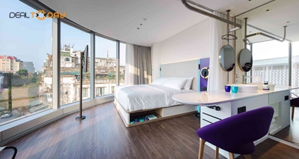 Nghỉ dưỡng phòng King Bed cho 2 khách tại khách sạn SOJO ga Hà Nội