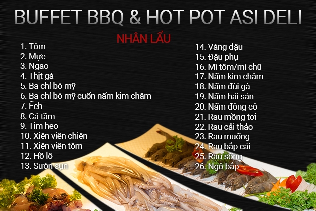 Buffet Lẩu ăn thả ga, không lo về giá tại Buffet BBQ & Hot Pot Asi Deli - Hanoi Center Point Lê Văn Lương