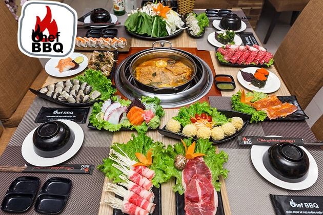 Buffet Sushi Nướng và Lẩu Nhật Bản không khói cực hấp dẫn tại Chef BBQ