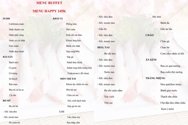 Buffet Lẩu Nướng đẳng cấp menu VIP tại Nhà hàng Habit BBQ
