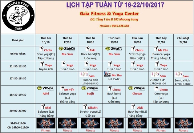 02 tháng tập Yoga, Zumba, Fitness full thời gian tại trung tâm thể thao chuyên nghiệp Gaia Fitness Center