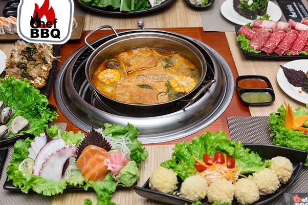 Buffet Sushi, Nướng và Lẩu Nhật Bản tại Chef BBQ Menu VIP - Không phụ thu