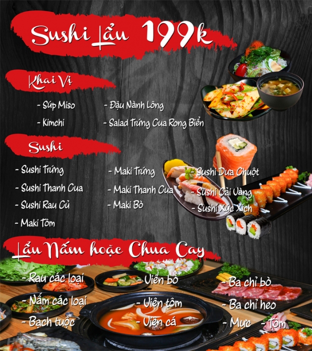 Buffet Lẩu, Sushi - Ăn thả ga, không lo về giá tại AGrill Beer House & BBQ