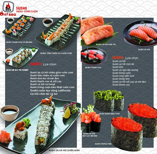 Buffet Sushi Nướng và Lẩu Nhật Bản không khói cực hấp dẫn tại Chef BBQ