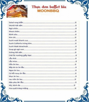 Buffet trưa Lẩu và Sushi tại Nhà hàng Moon BBQ