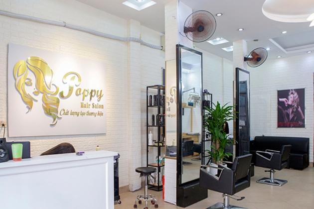 Dịch vụ cắt uốn cụp hoặc nhuộm kèm uốn phồng chân hoặc ép vỏ và phục hồi tóc tại Viện tóc Poppy