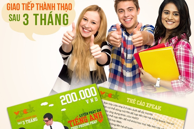 Thẻ học Tiếng Anh giao tiếp trực tuyến Xpeak